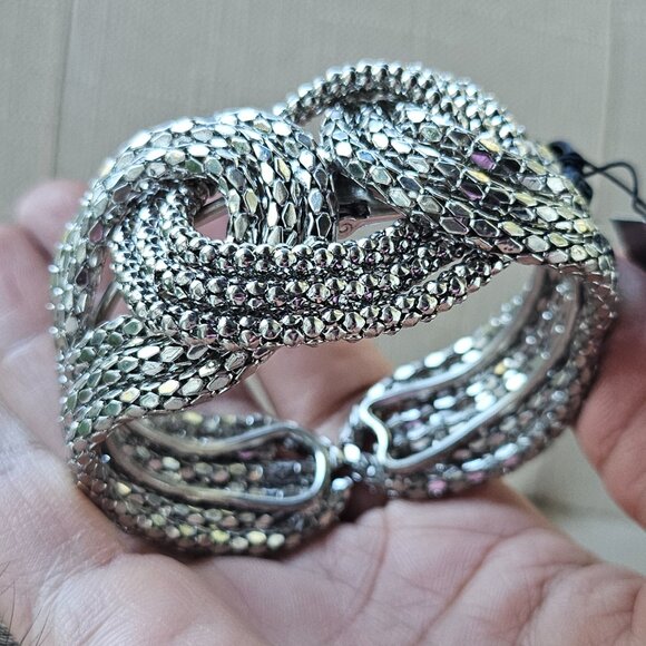 Stunning Clamp Women Bracelet Silver Tone Mesh Look Ladies Fashion Bracelet - Picture 7 of 16